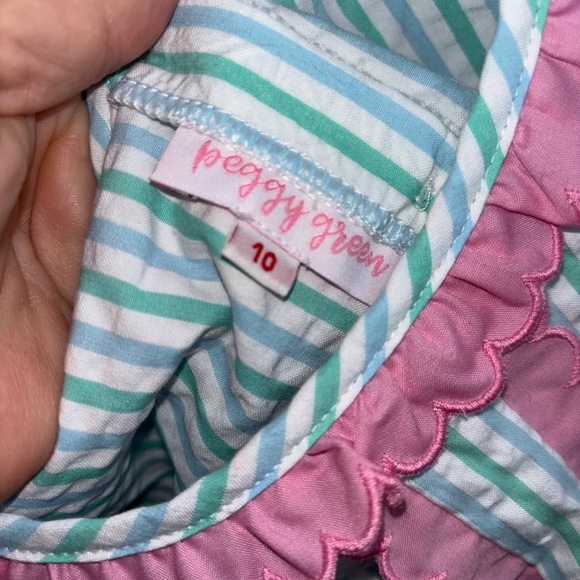 Peggy Green Grasshopper Seersucker Sophie dress size 10 adorable - Picture 4 of 6